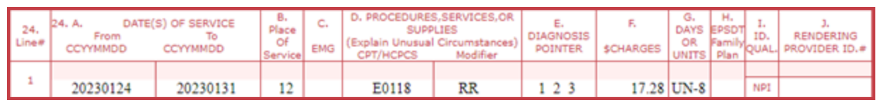 Claim example DOS 8 units