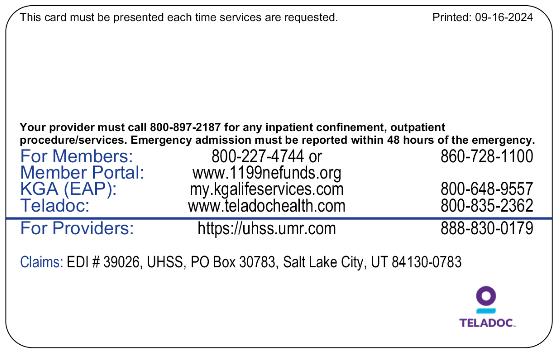 Back view of sample Choice Plus identification card