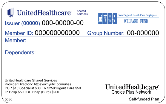 Front view of sample Choice Plus identification card